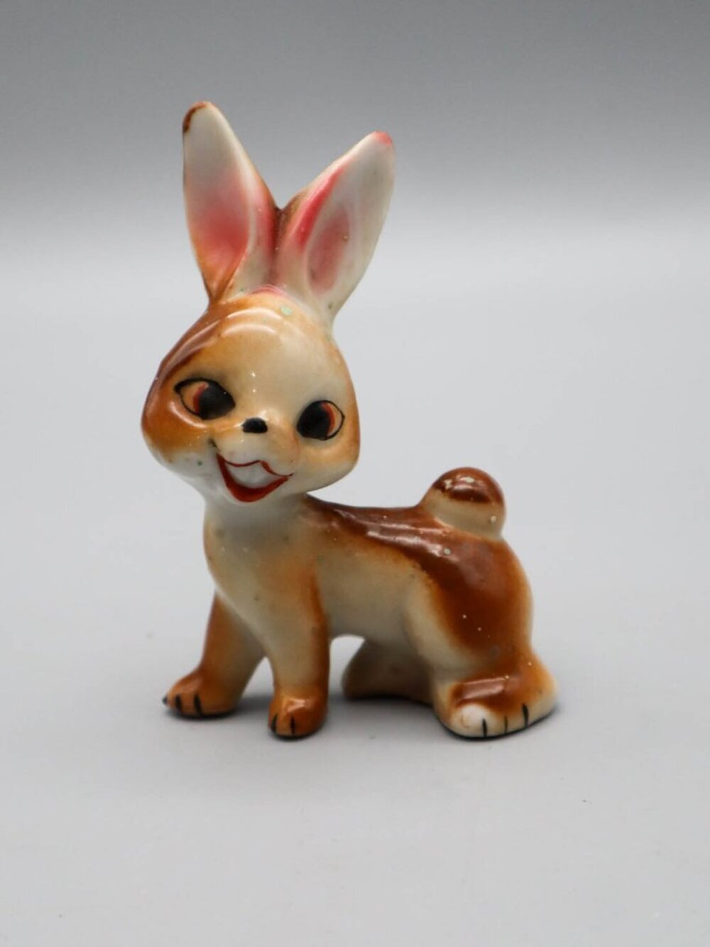 Vtg Anthropomorphic Porcelain Bunny Rabbit Figurine Japan Mid-Century Kitschy